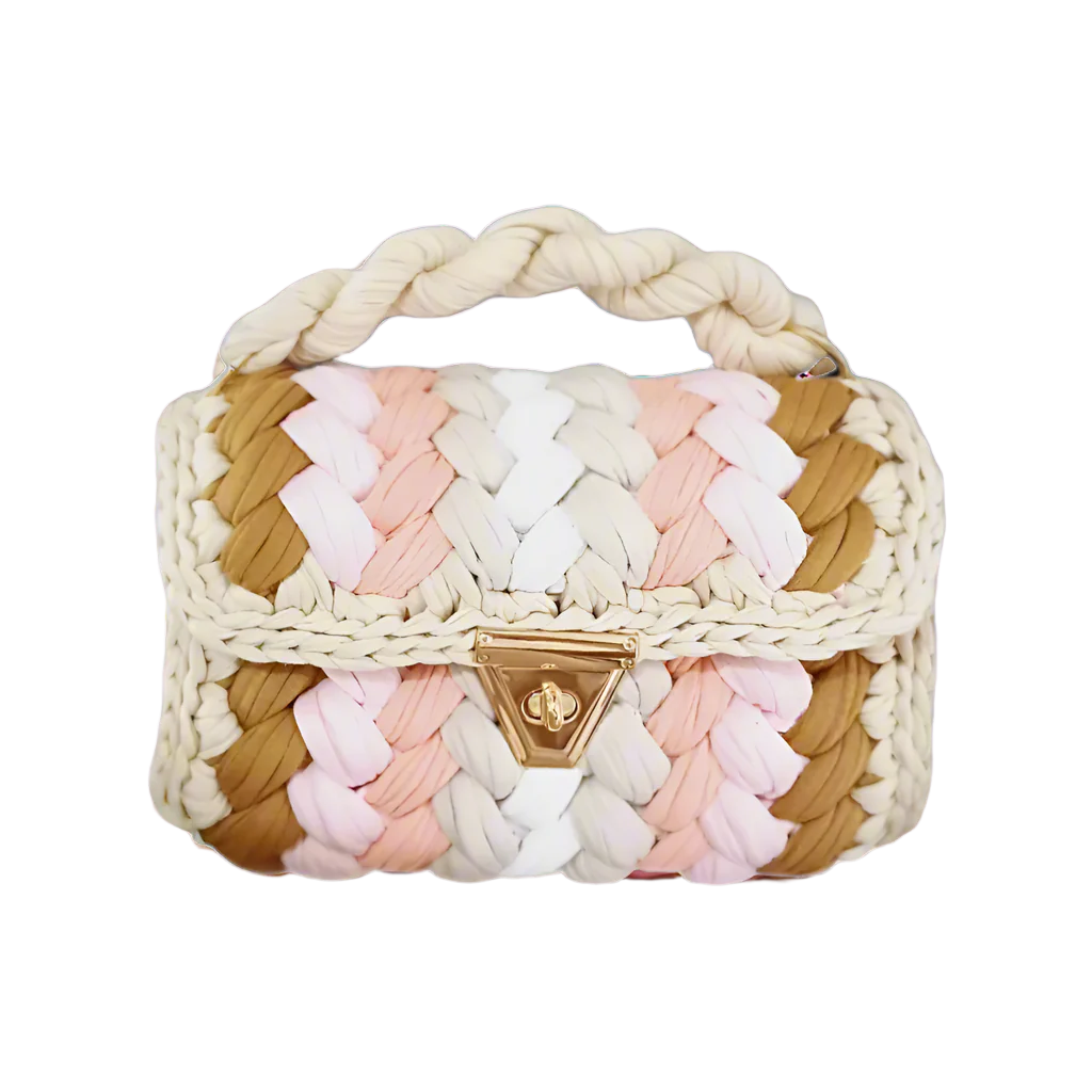 Blush & biscotti toned crochet bag with gold chain - Brunch at Tiffany’s quiet luxury collection.