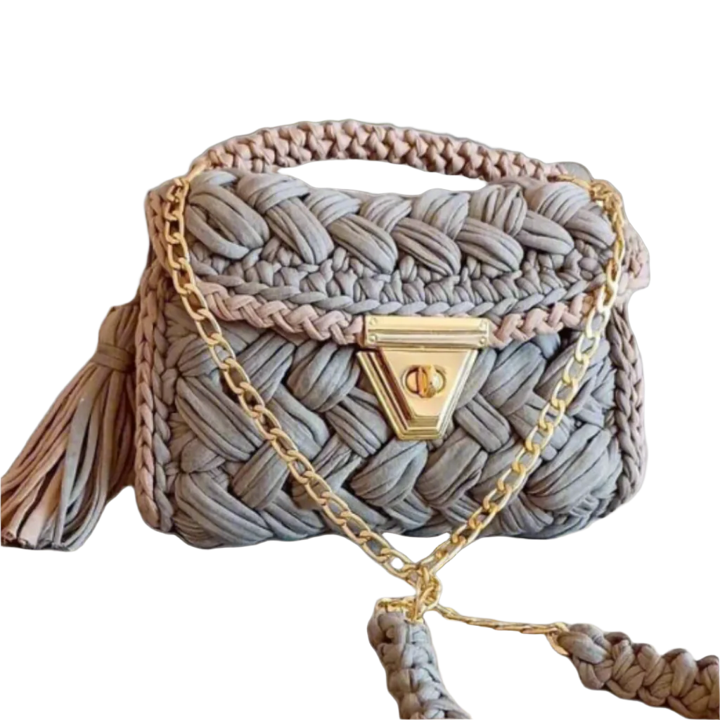 Le Marais crochet handbag styled as a shoulder bag