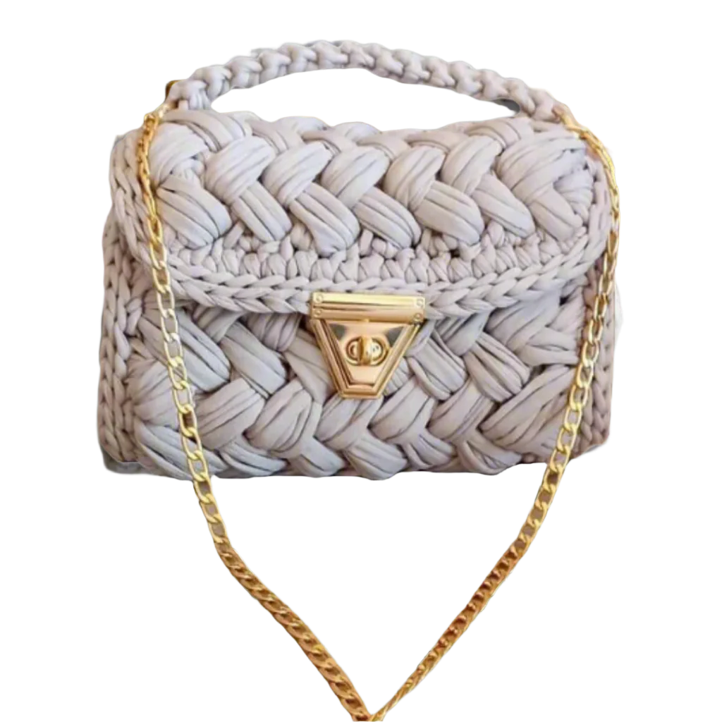 Moonlight in Montmartre crochet handbag styled as a shoulder bag