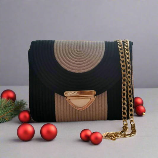 Gossip & Glamour - Black and Beige Bags, Shoulder bags, Handmade bags, Chic bags, Stylish bags, Elegant bags, Crossbody bags, Designer bags, Luxury bags, Fashion bags, Women's bags, Sustainable bags, Italian designer bags, French designer bags, Vintage handbags, Boho bags, Minimalist bags, Quilted bags, Personalized bags, Statement bags, Evening clutches, Eco-friendly bags, Handbags