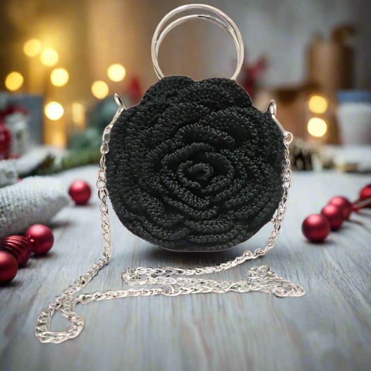 Love, Luxe & Milan - Black Bags, Rose Shape Bags, Shoulder bags, Handmade bags, Chic bags, Stylish bags, Elegant bags, Crossbody bags, Designer bags, Luxury bags, Fashion bags, Women's bags, Sustainable bags, Italian designer bags, French designer bags, Vintage handbags, Boho bags, Minimalist bags, Quilted bags, Personalized bags, Statement bags, Evening clutches, Eco-friendly bags, Handbags