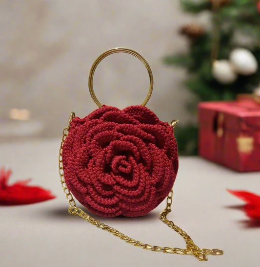 Love, Luxe & Milan - Red Bags, Rose Shape Bags, Shoulder bags, Handmade bags, Chic bags, Stylish bags, Elegant bags, Crossbody bags, Designer bags, Luxury bags, Fashion bags, Women's bags, Sustainable bags, Italian designer bags, French designer bags, Vintage handbags, Boho bags, Minimalist bags, Quilted bags, Personalized bags, Statement bags, Evening clutches, Eco-friendly bags, Handbags, women rose shape red shoulder bag
